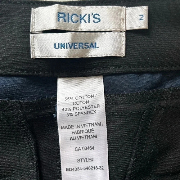 Rickis Ankle Cropped Slim Fit Pants Black Navy Blue Tuxedo Side Stripe Size 2 - Picture 11 of 15